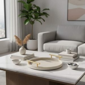 Ivory Round Tray Set